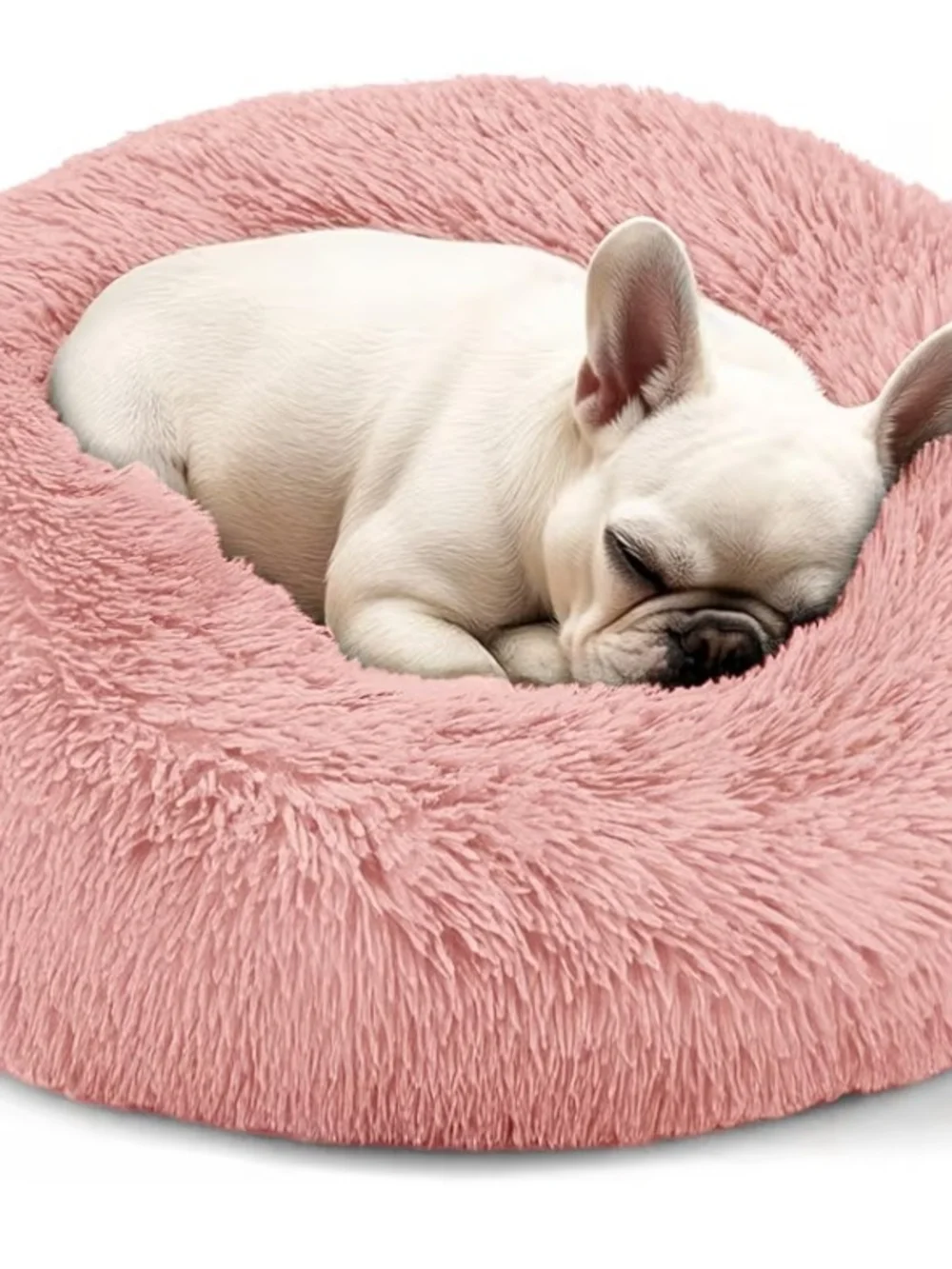 Pink Dog & Cat Bed for Indoor Cats, 20in Calming Donut Bed for Puppy and Kitten